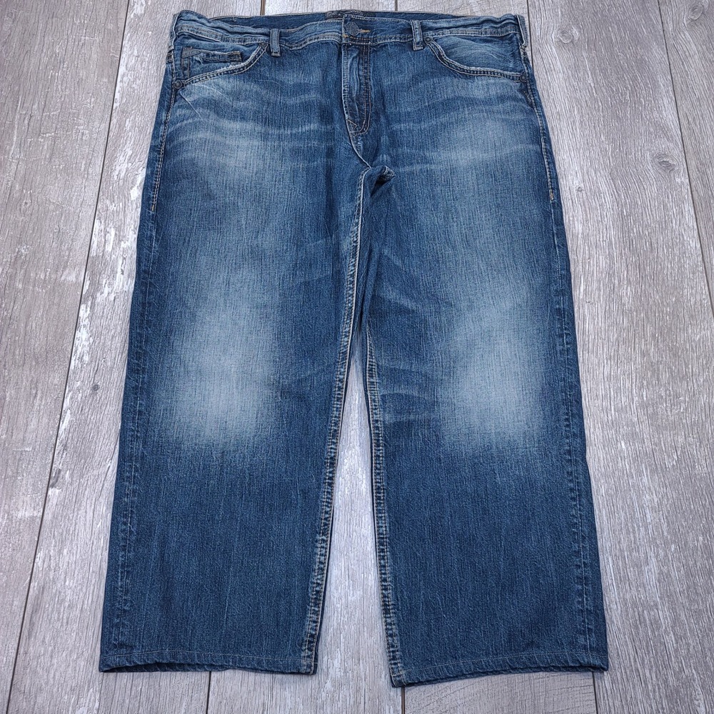 Silver Jeans Hunter Mens Size 42x27 Blue Loose Fit Straight Leg Denim Pants